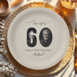 Plato De Papel Custom Look Who’s 60 Birthday Photo Plate
