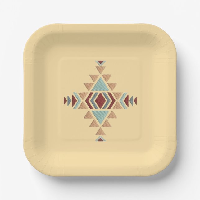 Plato De Papel Custom Moroccan Geometric Embroidery  Paper Plates (Anverso)