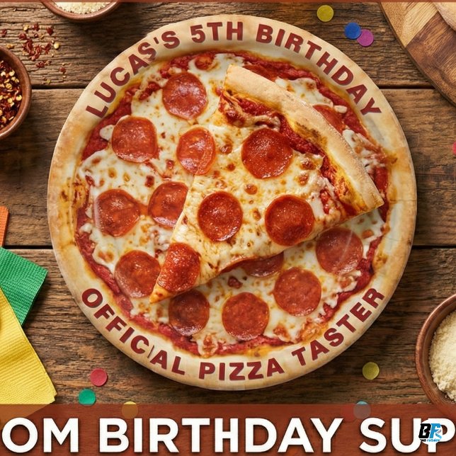 Plato De Papel Custom Pepperoni Pizza 5th Birthday-Personalized  (Subido por el creador)