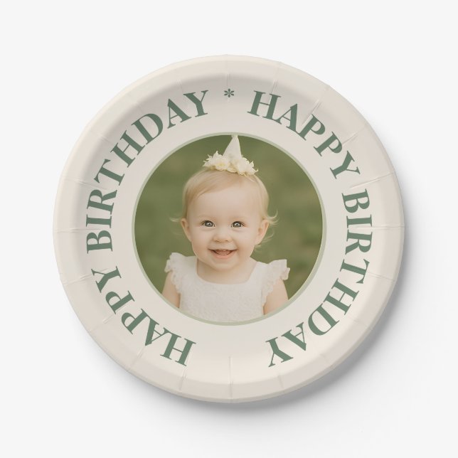 Plato De Papel Custom Photo Birthday Sticker -Personal Invitation (Anverso)