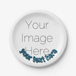 Plato De Papel Custom Photo – Personalized blue text 