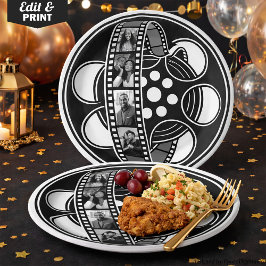 Plato De Papel Custom Photo Plates, Hollywood Party Film Strip