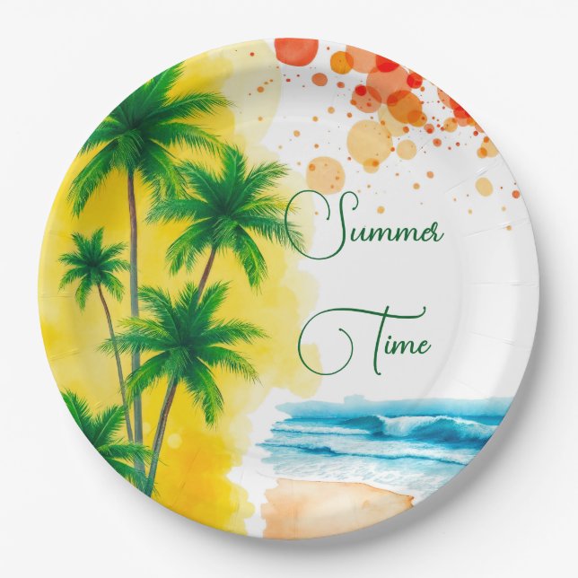 Plato De Papel Custom Summer Party design (Anverso)