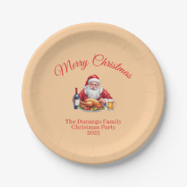 Plato De Papel Customisable Jolly Santa Claus Christmas Party
