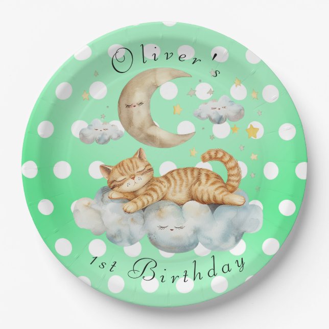 Plato De Papel Customizable 1st Birthday (Anverso)
