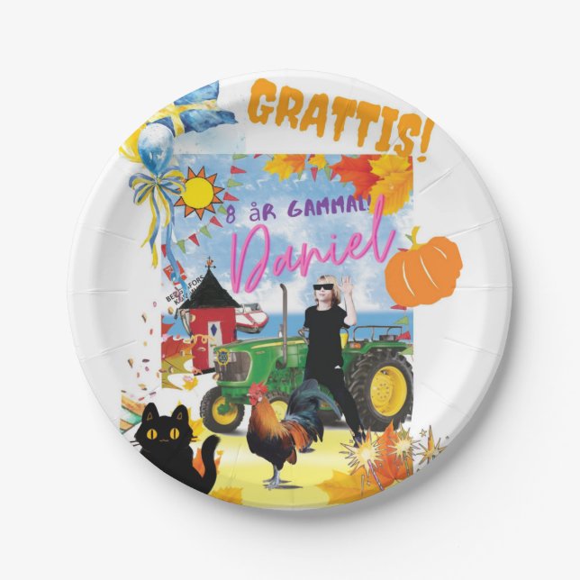 Plato De Papel Customizable Personalisated  Birthday Design  (Anverso)