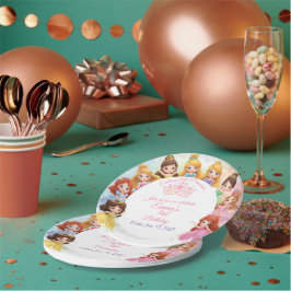 Plato De Papel Customizable Princess Girl Birthday Paper Plate