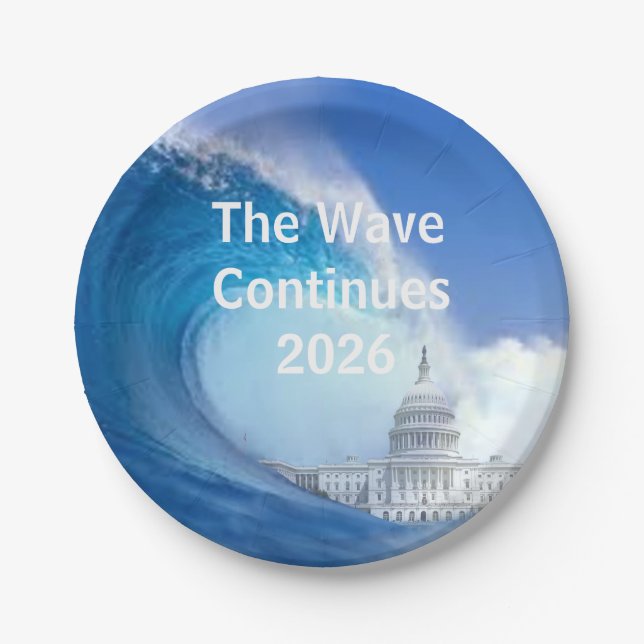 Plato De Papel Customize Blue Wave Election 2026 (Anverso)