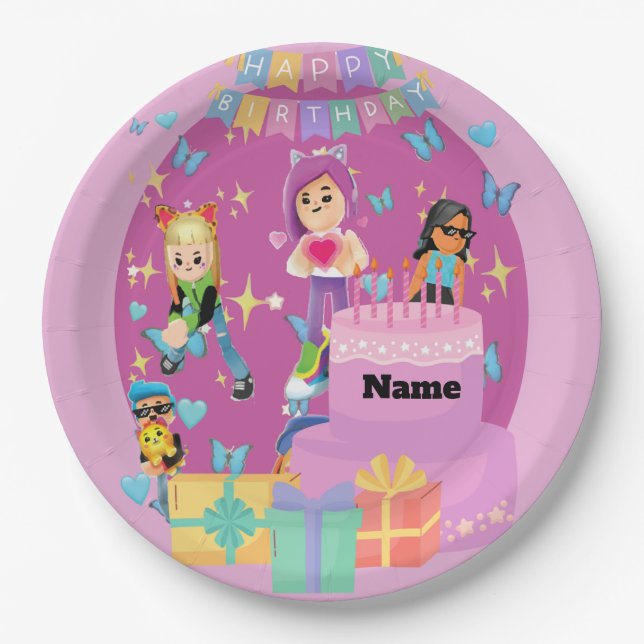 Plato De Papel Customized PKXD Style Happy Birthday Paper Plate (Anverso)