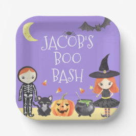 Plato De Papel Cuta acuarela Halloween Disstume niños