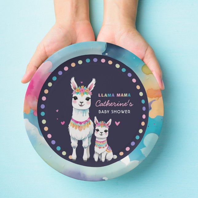 Plato De Papel Cuta acuarela llama a mamá Baby Shower mexicano (Subido por el creador)