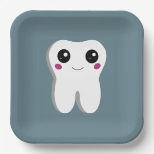 Plato De Papel Cuta dental dental dental sonriente feliz