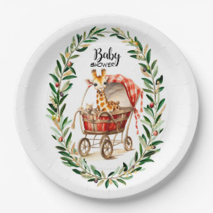 Plato De Papel Cuta jirafa en el Baby Shower de invierno de Carri