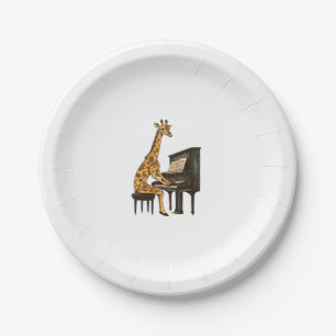 Plato De Papel Cuta jirafa tocando piano jirafas música