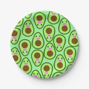 Plato De Papel Cuta Kawaii aguacate vegan