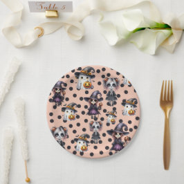 Plato De Papel Cuta rosa de Halloween