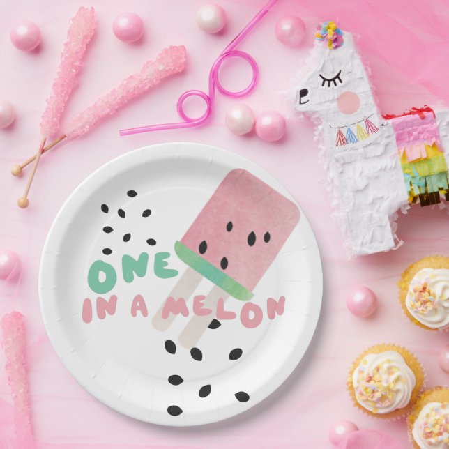 Plato De Papel Cuta sandía se convierte en melón    (Fiesta)