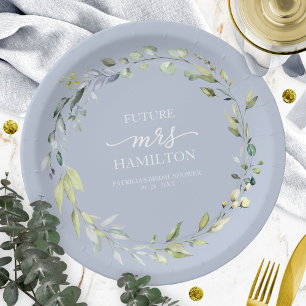 Plato De Papel Cuta vegetación Eucalyptus Wreath Bridal Shower