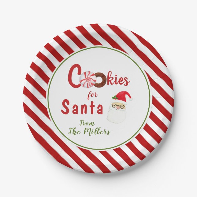 Plato De Papel Cutas cookies para la acuarela Santa (Anverso)