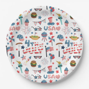 Plato De Papel Cute 4 de julio Placas Patrióticas de papel