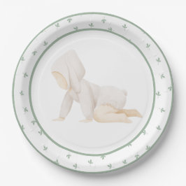 Plato De Papel Cute acuarela Baby Crawling Baby Shower