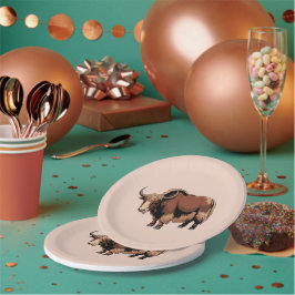 Plato De Papel Cute & adorable brown Yak
