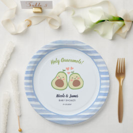 Plato De Papel Cute Aguacate Género Gemelos Neutrales Baby Shower