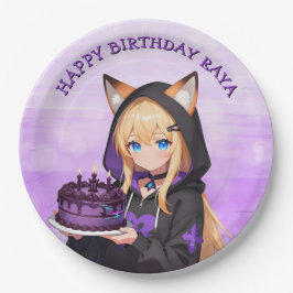Plato De Papel Cute Anime Girl's Birthday Party
