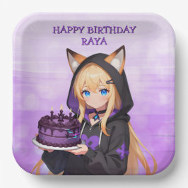 Plato De Papel Cute Anime Girl's Birthday Party