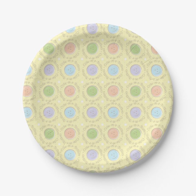 Plato De Papel Cute-as-a-Button (Anverso)