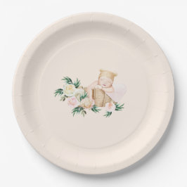 Plato De Papel Cute Baby Basket Floral Baby Shower