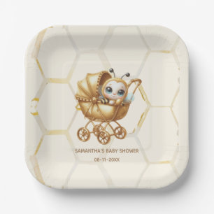 Plato De Papel Cute Baby Bee Baby Ducha Papel Placas