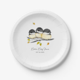 Plato De Papel Cute Baby Bird Chickadees Baby Shower