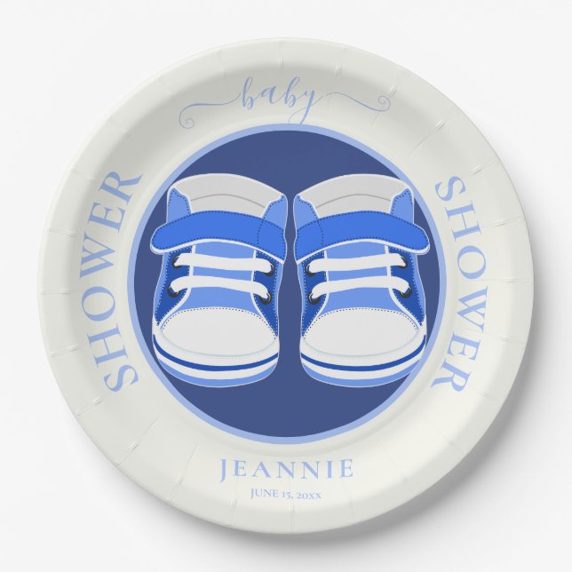 PLATO DE PAPEL CUTE BABY BOOTIES BABY SHOWER (Anverso)