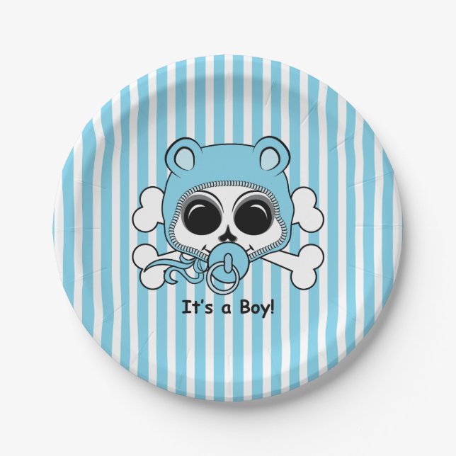 Plato De Papel Cute Baby Boy Skull (Anverso)