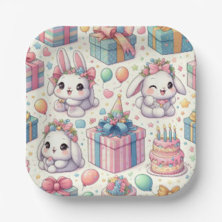 Plato De Papel Cute Baby Bunnies Birthday Party Placas