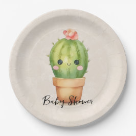 Plato De Papel Cute Baby Cactus Succulum Baby Shower