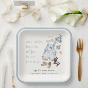 Plato De Papel Cute Baby Clothes Essentials Blue Boy Baby Shower