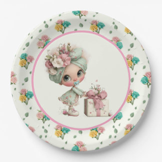 Plato De Papel Cute Baby Girl Shower 