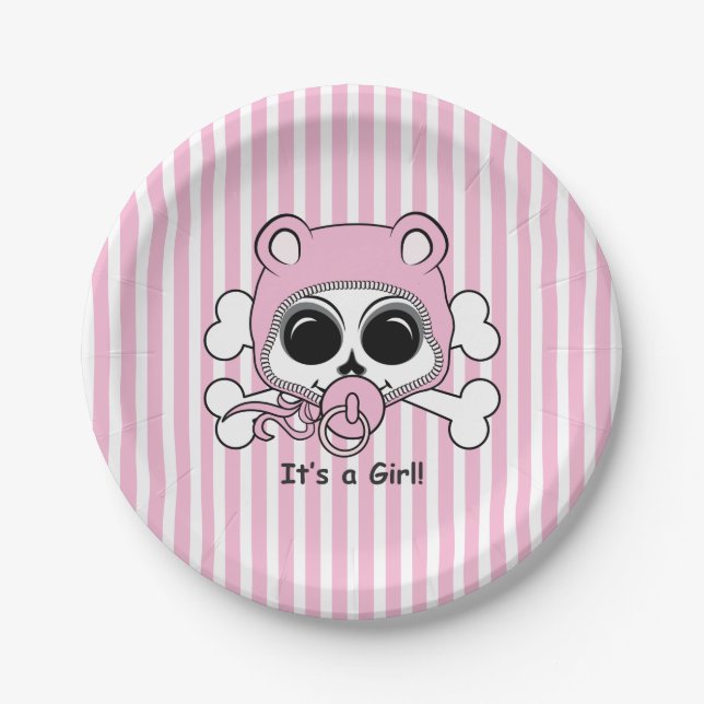 Plato De Papel Cute Baby Girl Skull (Anverso)