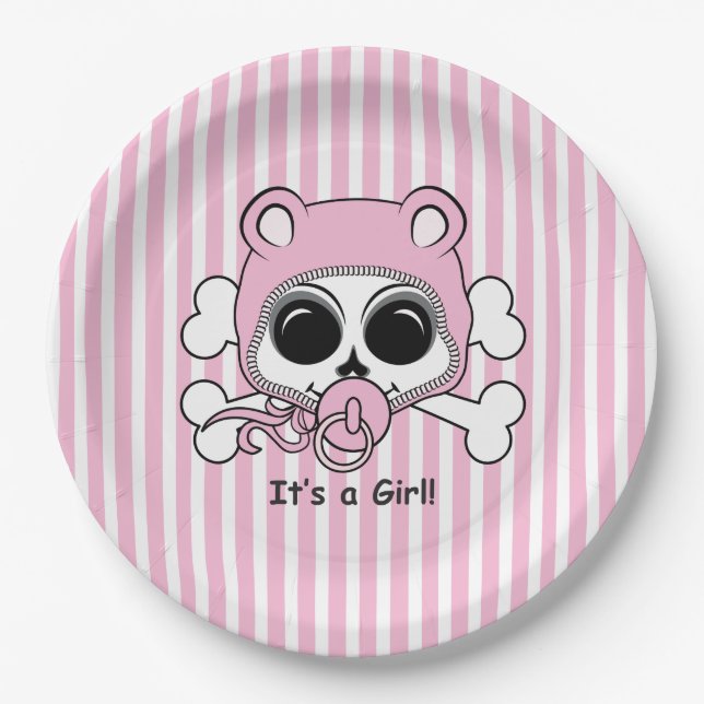 Plato De Papel Cute Baby Girl Skull (Anverso)