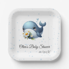 Plato De Papel Cute Baby Whale Baby Shower Paper Plate