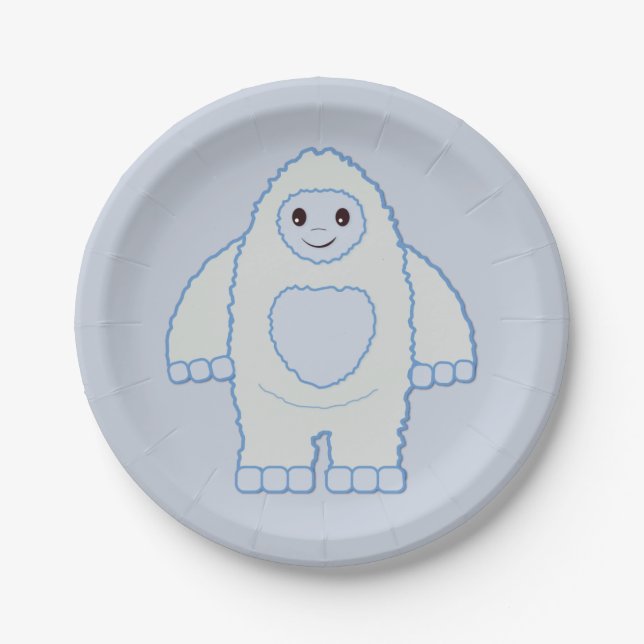 Plato De Papel Cute Baby Yeti (Anverso)