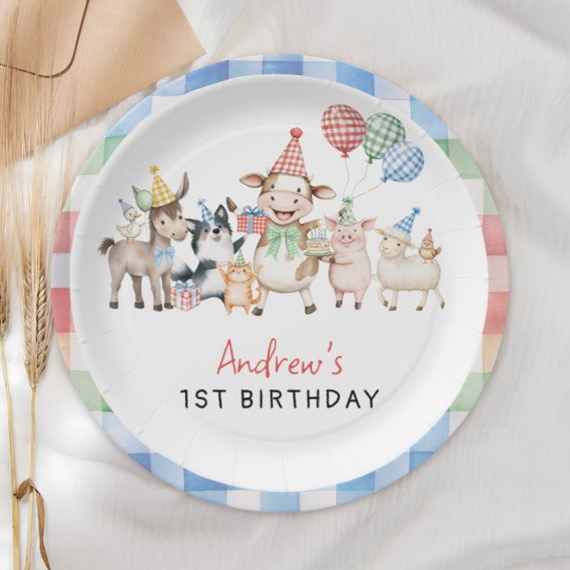 Plato De Papel Cute Barnyard Farm Animals Cumpleaños (Subido por el creador)