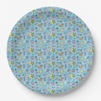 Plato De Papel Cute beach pattern