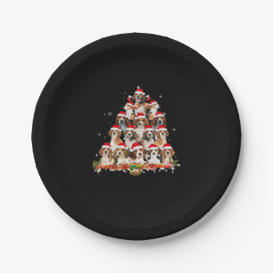 Plato De Papel Cute Beagles Christmas Tree Dog Santa Xmas Tee Fun