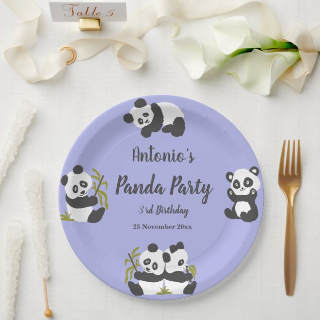 Plato De Papel Cute Bear Pandas Fiesta Boy Cumpleaños (Boda)