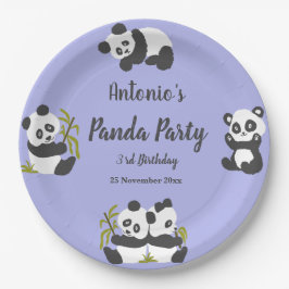Plato De Papel Cute Bear Pandas Fiesta Boy Cumpleaños