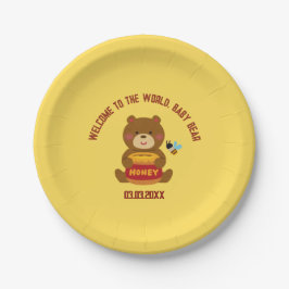 Plato De Papel Cute Bear Theme Boy Baby Shower