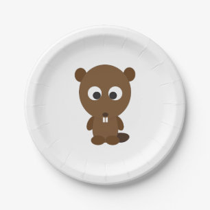 Plato De Papel Cute Beaver